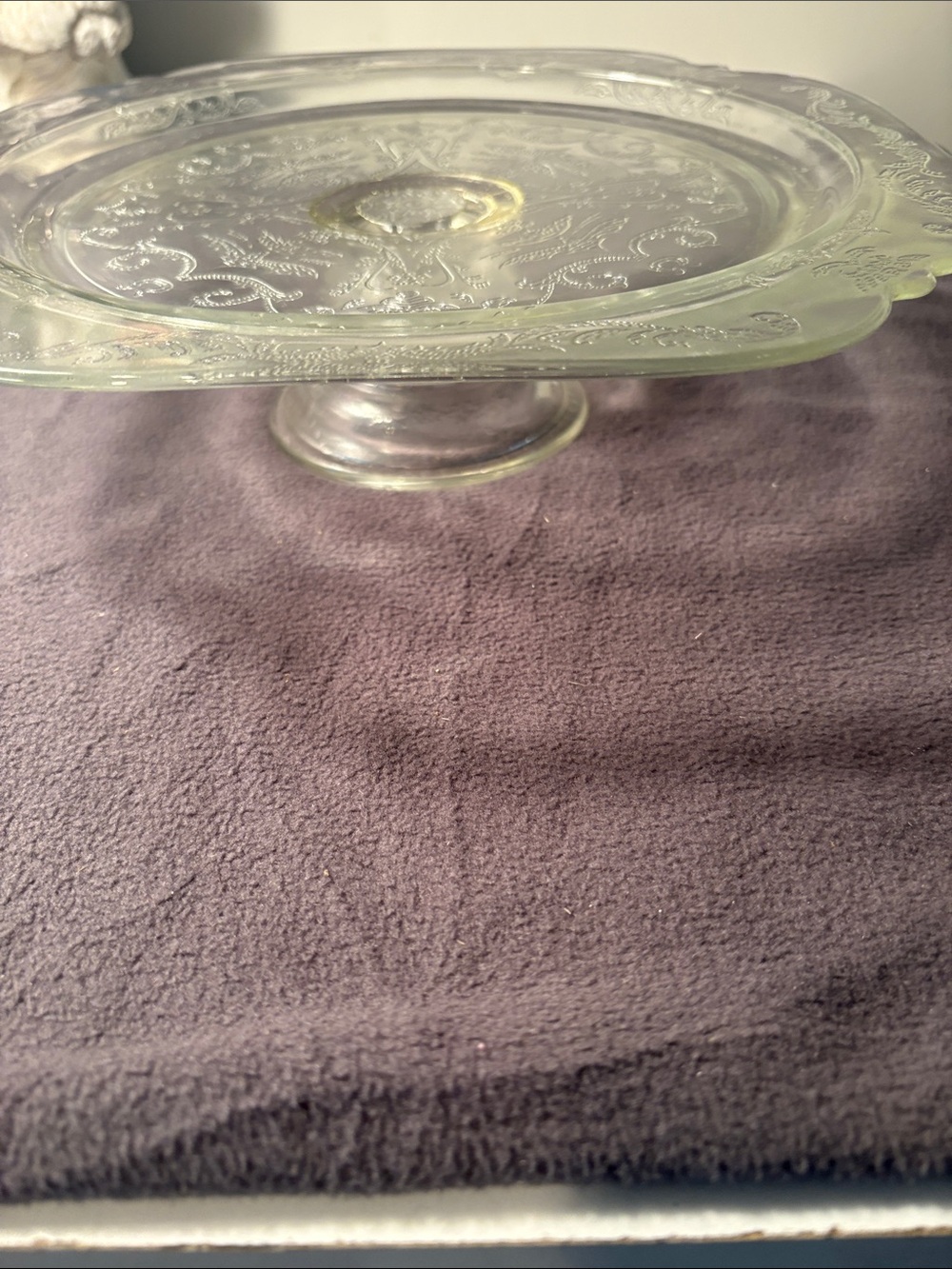 Vintage Indiana glass recollection, pattern, pedestal cake stand
